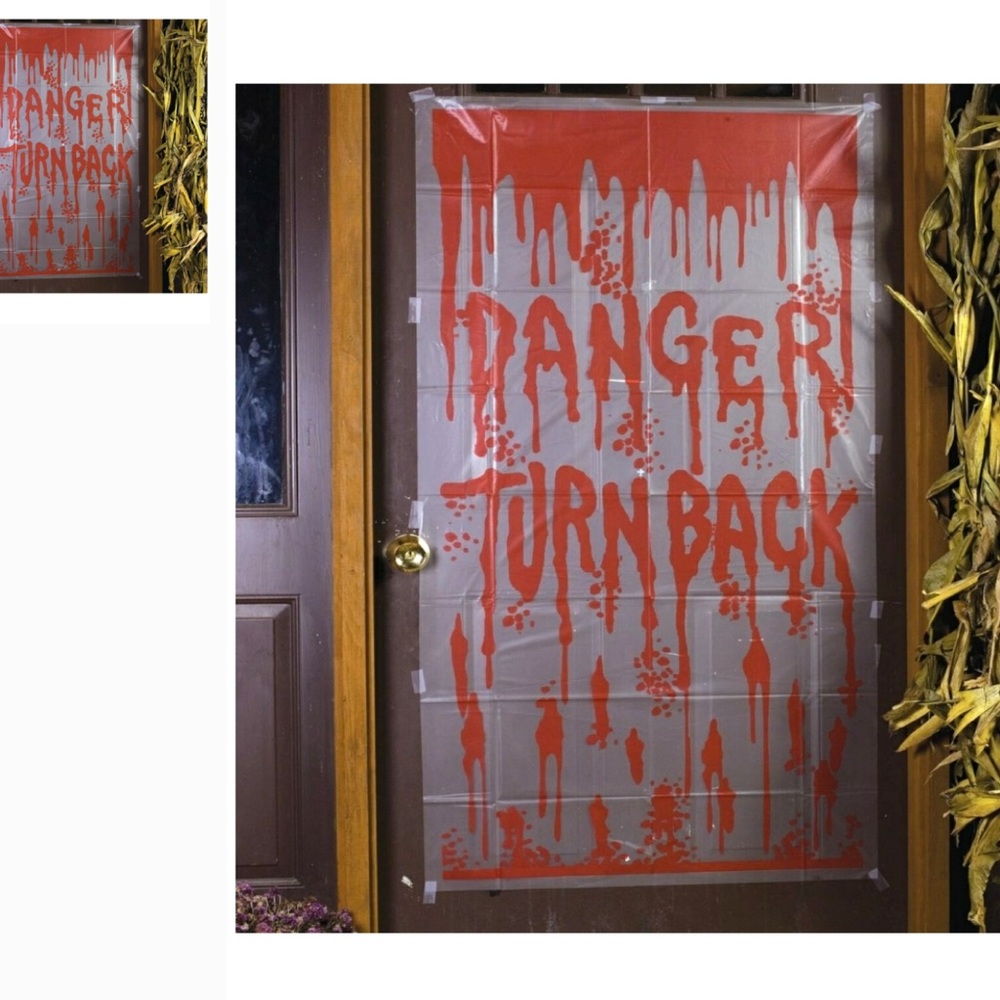 Red Danger Turn Back Door Cover 5' Bloody Warning Door Cover u name it we have